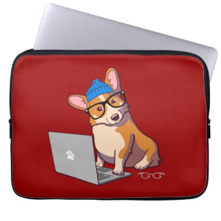 Hipster Corgi 2 (文字なし) ラップトップスリーブ