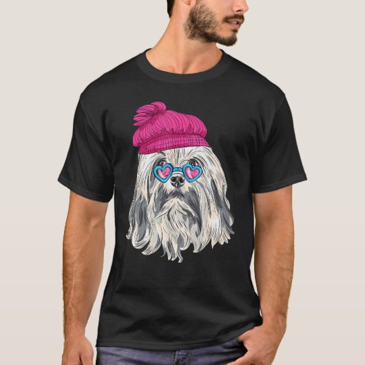 Hipster Dog Wearing Glasses Goofy Geek Dog Tシャツ (正面)