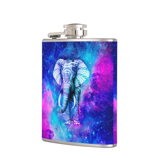 Hipster Elephant Nebula Space フラスク (左)