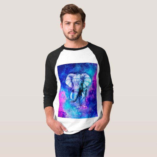 Hipster Elephant Nebula Space Tシャツ (正面フル)