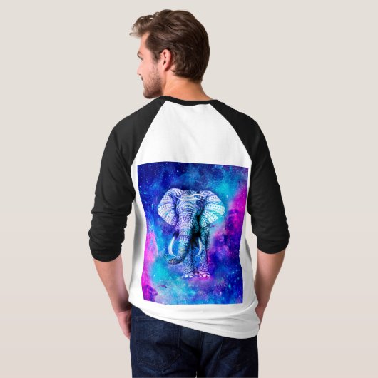Hipster Elephant Nebula Space Tシャツ (裏面フル)