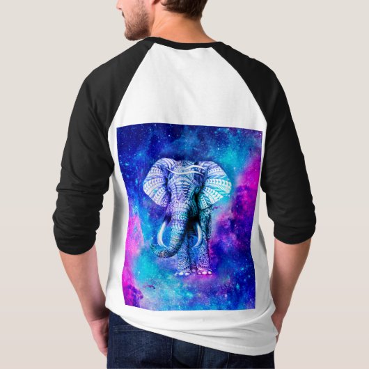 Hipster Elephant Nebula Space Tシャツ (裏面)