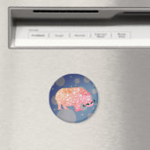 Hipster Hippopotamus標準、5.7 Cmラウンドマグネット マグネット (インサイチュ (食洗機))