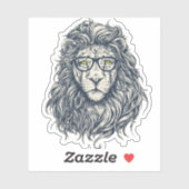 Hipster Lion with Glasses Sticker | Cool Geek King シール (シート)