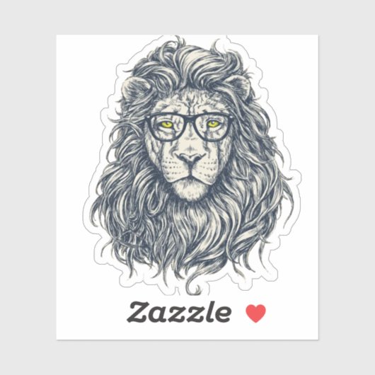 Hipster Lion with Glasses Sticker | Cool Geek King シール (シート)