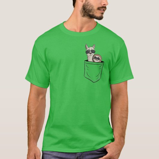 Hipster Llama Sloth With Sunglasses Animal In Pock Tシャツ (正面)