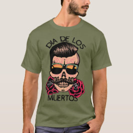 hipster_mexicaine_tete_de_mort_crane_fleur_rose_ci tシャツ