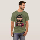 hipster_mexicaine_tete_de_mort_crane_fleur_rose_ci tシャツ (正面フル)