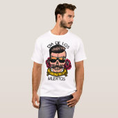 hipster_mexicaine_tete_de_mort_crane_fleur_rose_mo tシャツ (正面フル)