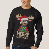 Hipster Moose - Santa Hat - Christmoose メリー Chri スウェットシャツ (正面)
