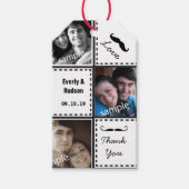 Hipster Mustacheあなたの写真コラージュありがとうラベル ギフトタグ (正面)