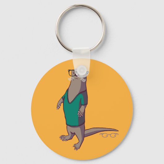 Hipster Otter Keychain (文字なし) キーホルダー (正面)