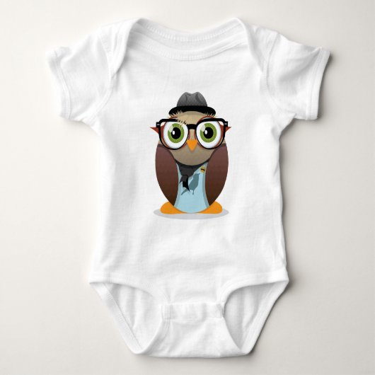 Hipster Owl small print ベビーTシャツ (正面)
