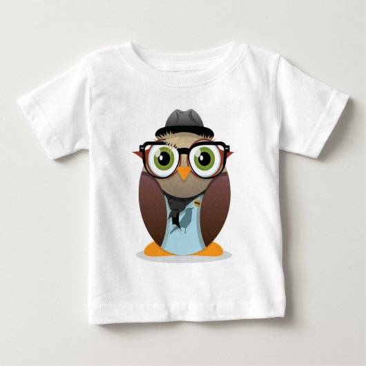 Hipster Owl small print ベビーTシャツ (正面)
