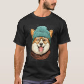 Hipster Pembroke Welsh Corgi Wearing Sunglasses Do Tシャツ (正面)