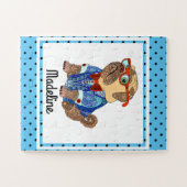 Hipster Pug on水玉模様パーソナライズされた, Kids ジグソーパズル (横)