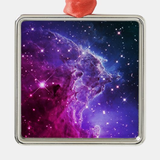 Hipster Purple Ombre Monkey Head Nebula メタルオーナメント (正面)