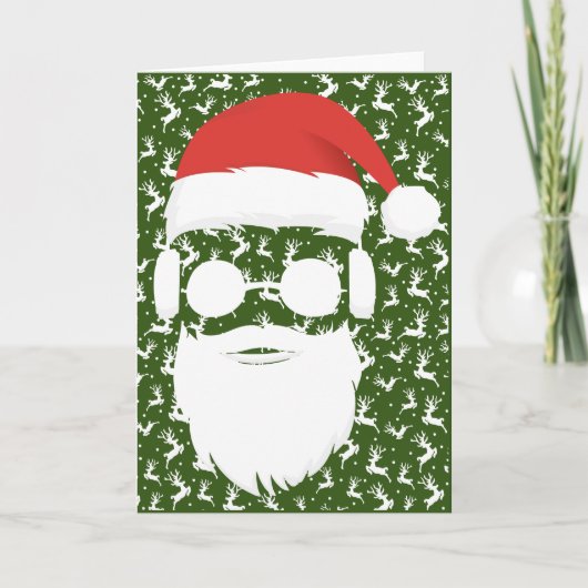 Hipster Santa Claus Reindeer Ugly Christmas Gift シーズンカード (正面)