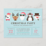 Hipster Santa & Friends Christmas Party Invitation ポストカード<br><div class="desc">Hipster Santa & Friends Christmas Party Invitations by Yule4Yall.</div>