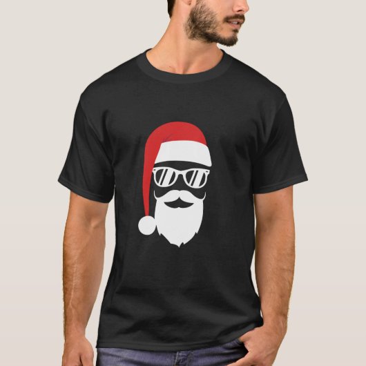 Hipster Santa with beard and sunglasses Christmas  Tシャツ (正面)