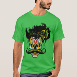 hipster skulls tete de mort crane mexicain moustac tシャツ