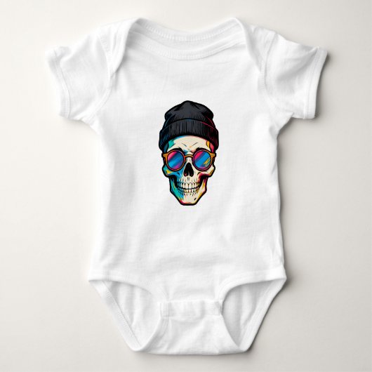 Hipster Skully ベビーボディスーツ (正面)