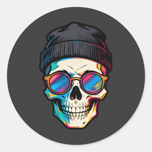 Hipster Skully ラウンドシール (正面)