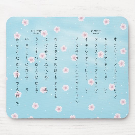 Hiragana Katakana Japanese Sakura Blossoms マウスパッド (正面)