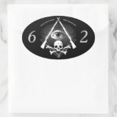 hiram abiff lodge 62ステッカー 楕円形シール (バッグ)