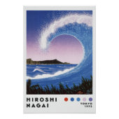 Hiroshi Nagai Inspired Ocean Wave Retro Art Print ポスター (正面)