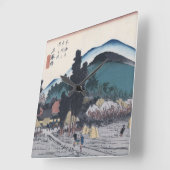 Hiroshigeの日本語Ukiyo-eによるIshiyakushi スクエア壁時計 (傾斜)