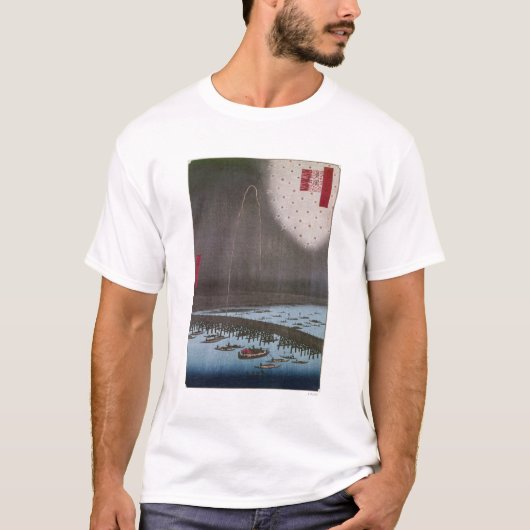 Hiroshige: 江戸の眺め1858年 tシャツ (正面)