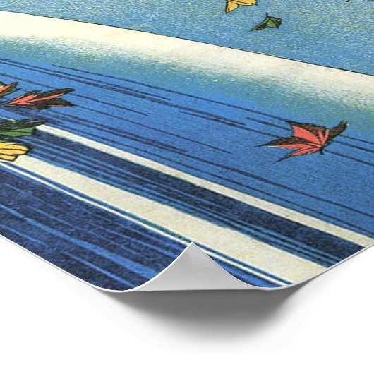 Hiroshige Moon Over A Waterfall ポスター (角)