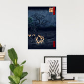 Hiroshige Ukiyo-e Poster Foxfires at the Changing ポスター (ホームオフィス)