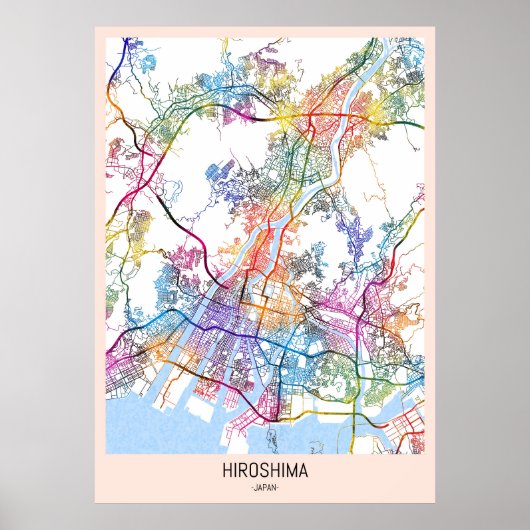 Hiroshima Japan City Map ポスター (正面)