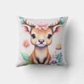 Hirsch mit Blumen - Wasserfarbe Kindermotiv クッション (裏面)