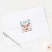 Hirsch mit Blumen - Wasserfarbe Kindermotiv スクエアシール (封筒)