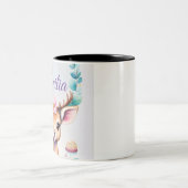 Hirsch mit Blumen - Wasserfarbe Kindermotiv ツートーンマグカップ (中央)