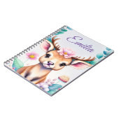 Hirsch mit Blumen - Wasserfarbe Kindermotiv ノートブック (左側)
