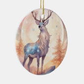 Hirsch mit sternen wasserfarben pastell Gemälde セラミックオーナメント (右)