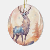 Hirsch mit sternen wasserfarben pastell Gemälde セラミックオーナメント (左)