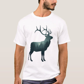 Hirsch Wald Silhouette Natur Design Tシャツ