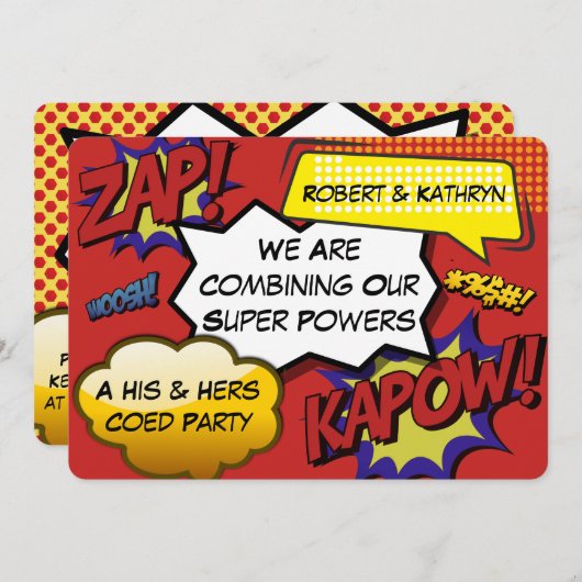 Hisおもしろい & Hersの独身者/バチェロレッテ 招待状 (正面/裏面)