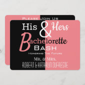 Hisカッコいい & Hersコンボバチェラー/エットパーソナライズされたC 招待状 (正面/裏面)