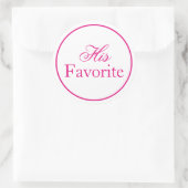 "His"お気に入りの結婚式の引き出物ステッカー – ピンク ラウンドシール (バッグ)
