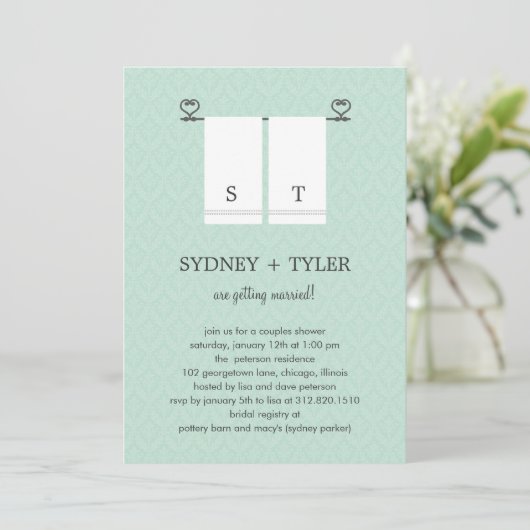 His and Herウェディングシャワー招待状(青) 招待状 (スタンド正面)