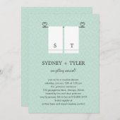 His and Herウェディングシャワー招待状(青) 招待状 (正面/裏面)
