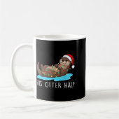 His And Her Otter Half Santa Hat Couple Christmas  コーヒーマグカップ (左)