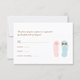 His and Her Sandalsビーチ結婚式RSVP応答 出欠カード