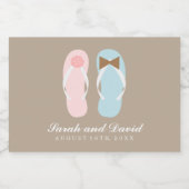 His and Shirsビーチサンダルビーチ結婚式 スパークリングワインラベル (シングルラベル)